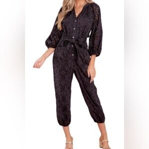 Cleobella Penelope Eyelet Jumpsuit in black